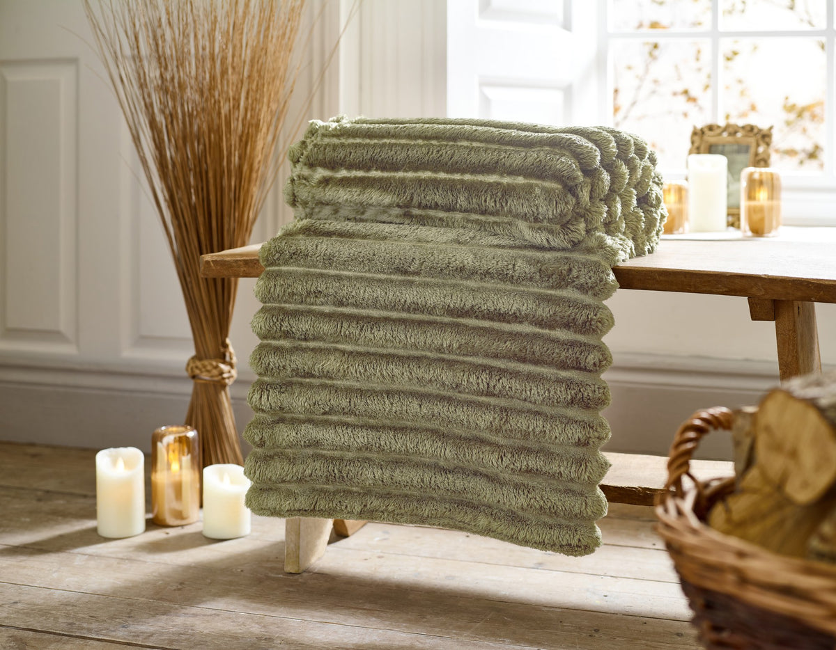Houghton Soft Ribbed Throw in Sage