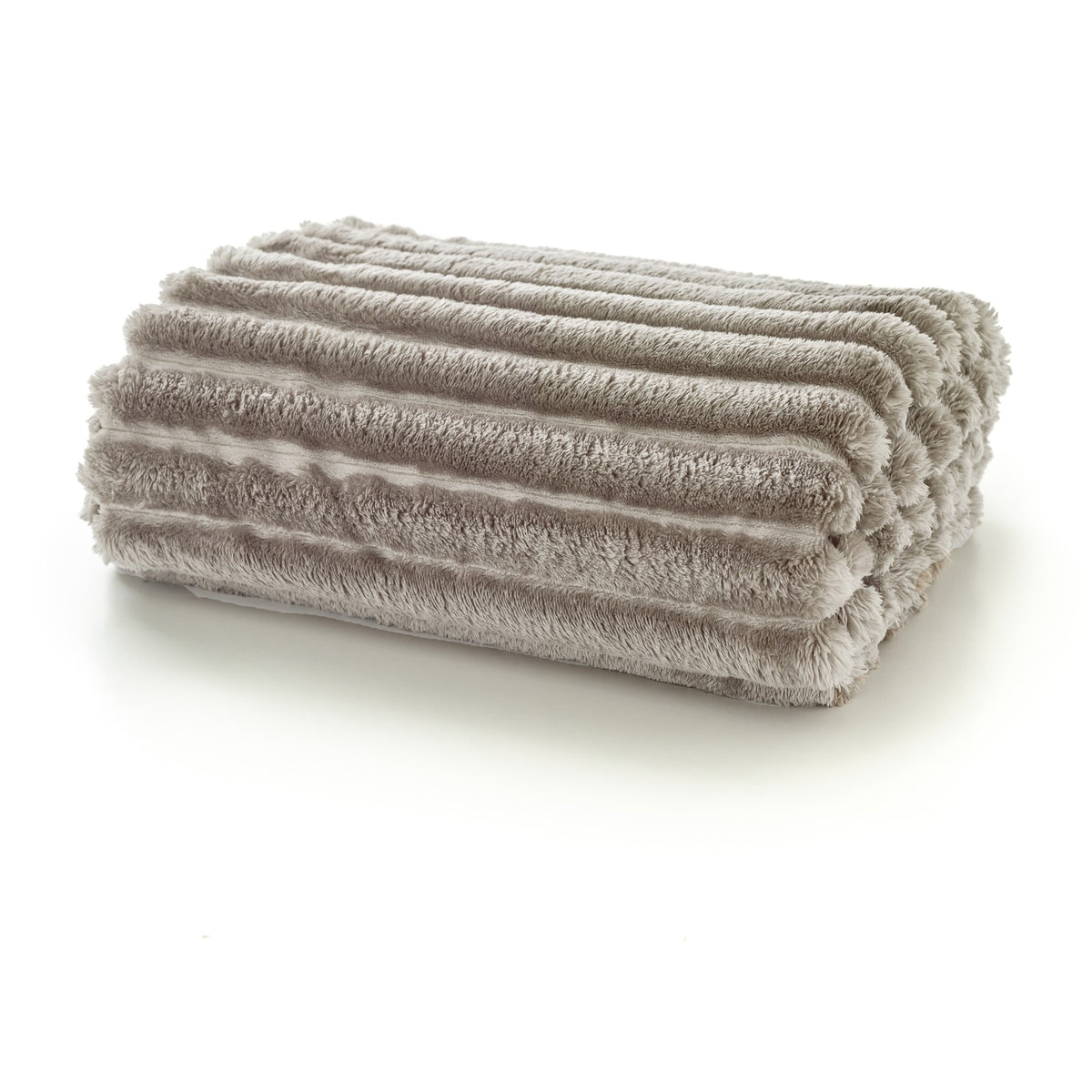Houghton Soft Ribbed Throw in Stone on white