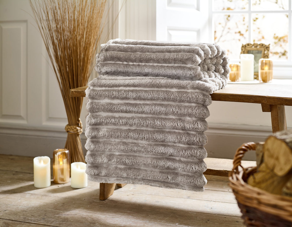 Houghton Soft Ribbed Throw in Stone