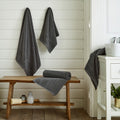 Mosley textured 600gsm zerotwist cotton towels — Charcoal