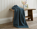 Saunton Stitch Knitted Throw - Sea Blue 02