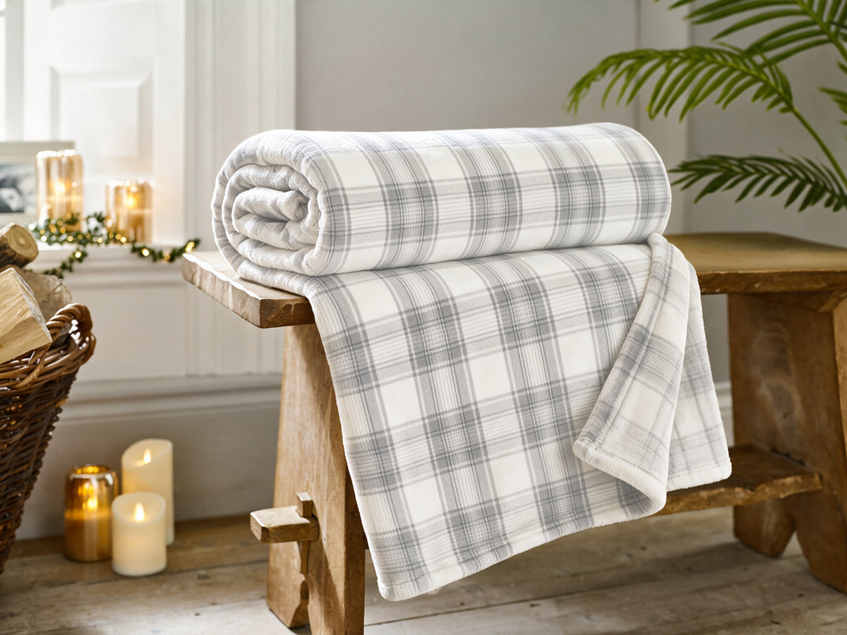 Coco Touch Natural Check Throw | The Lyndon Company