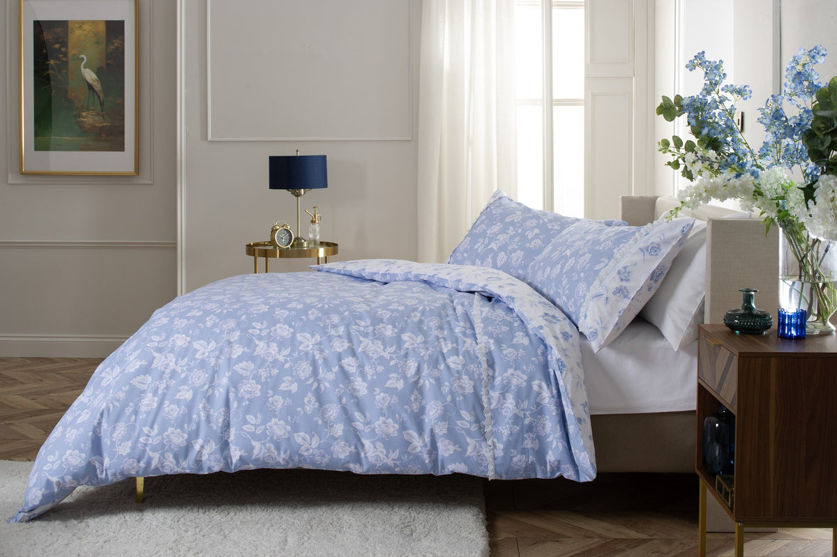 Monique Floral Duvet Set in Blue, side
