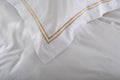 Snow Double Row Duvet Set in Natural — white bedding with twin natural cord rows