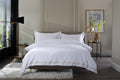 Snow Double Row Duvet Set in Natural — white bedding with twin natural cord rows