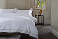 Snow Double Row Duvet Set in Natural — white bedding with twin natural cord rows