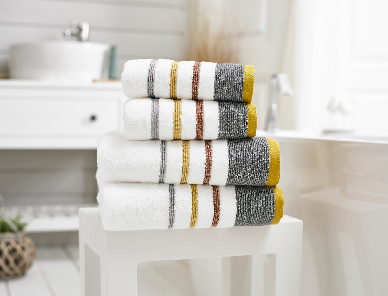 Yellow and grey online bathroom towels