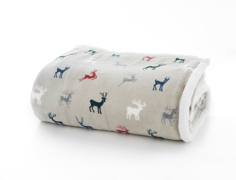 Tulcan Stag Printed Flannel Throw - Deyongs